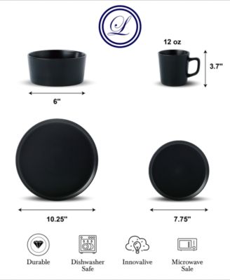 Black 16-Pc. Dinnerware Set, Service for 4