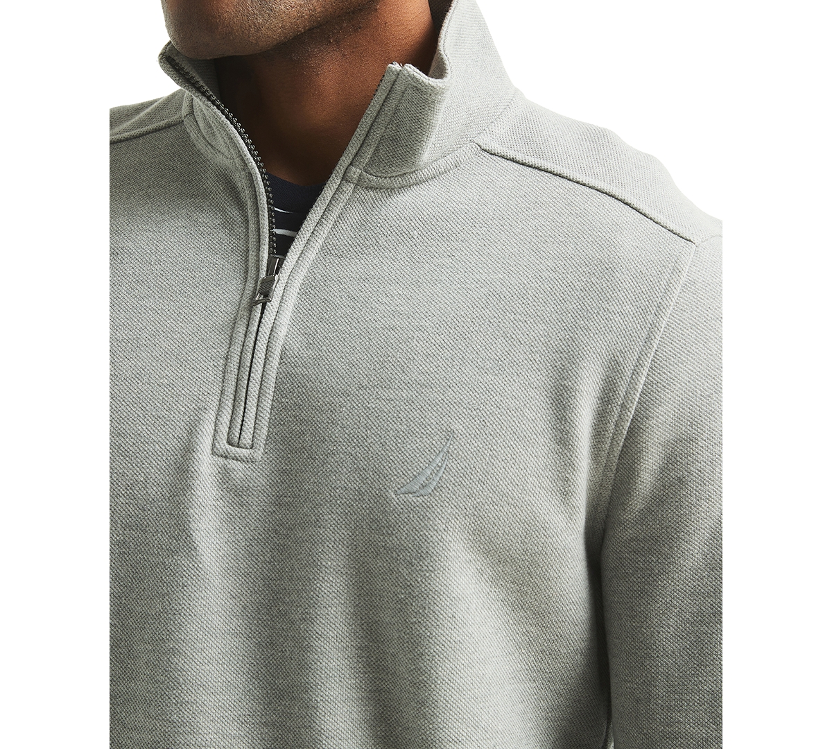 Nautica Mens Quarter-zip Fleece Sweatshirt In Gray