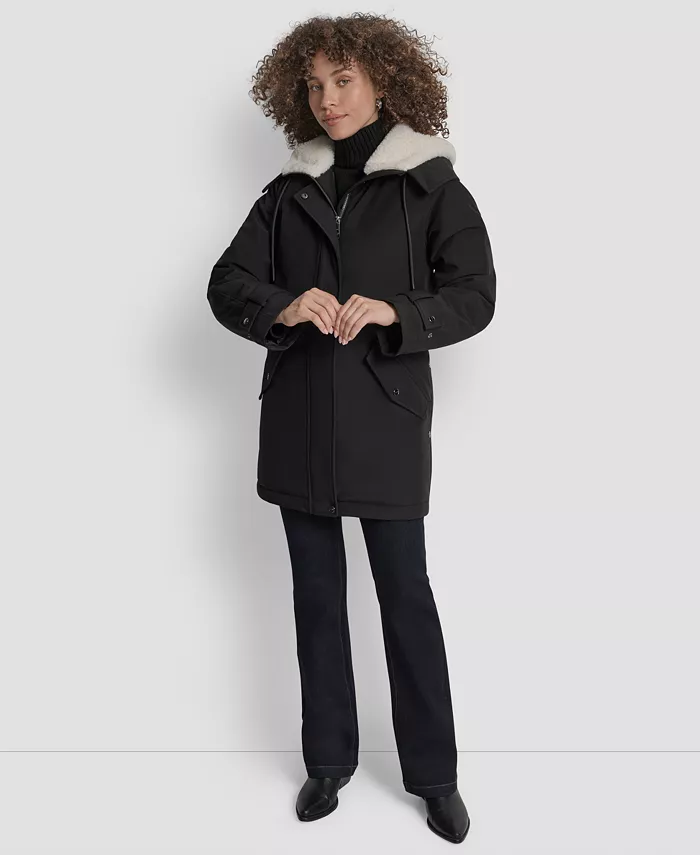 Women's Faux-Fur-Lined Hooded Softshell Coat - thumbnail 4