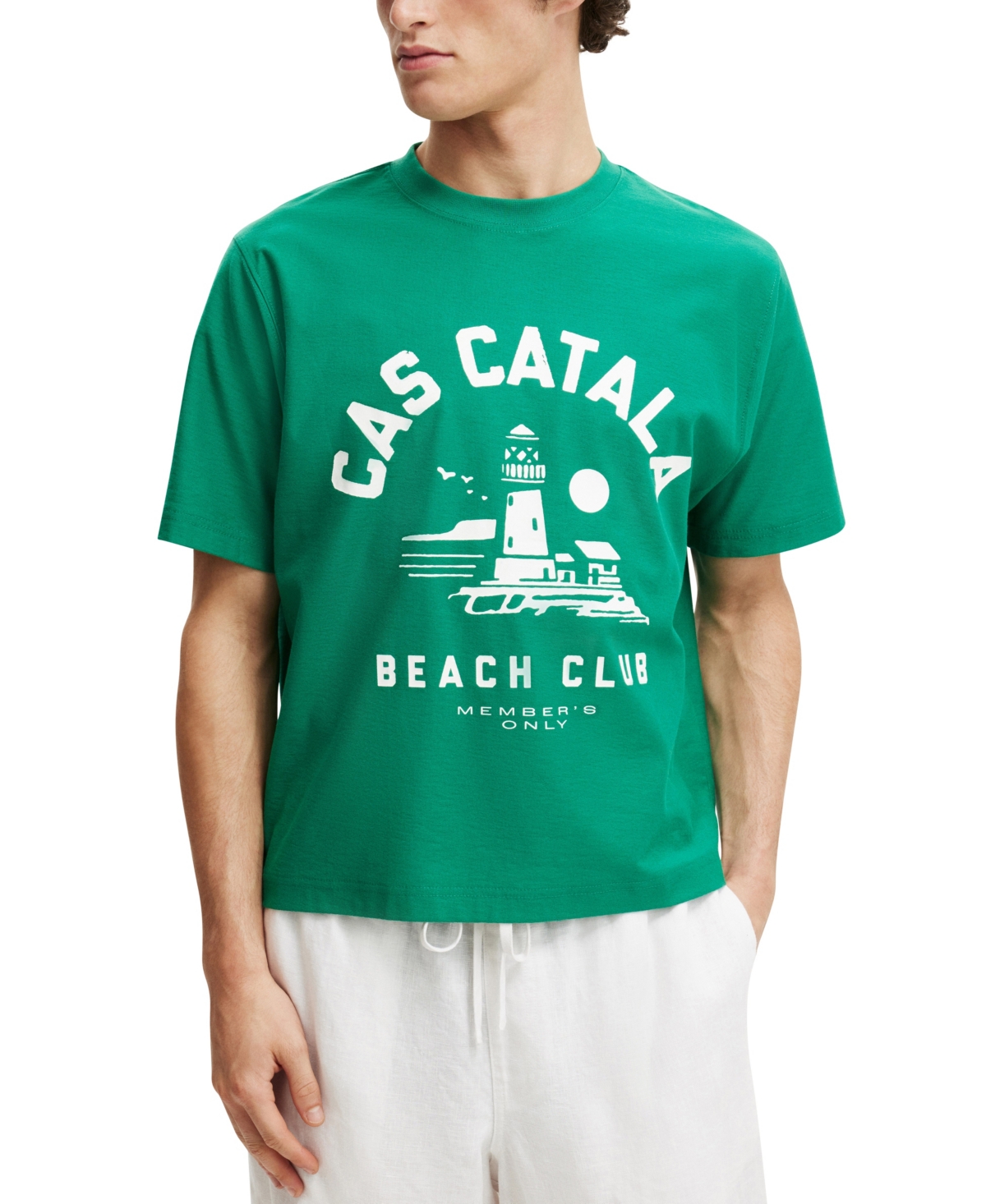 Men's Cropped Fit Graphic T-Shirt - Green