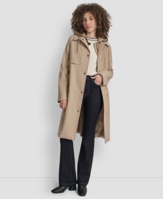 Women's Hooded Bibbed Belted Trench Coat