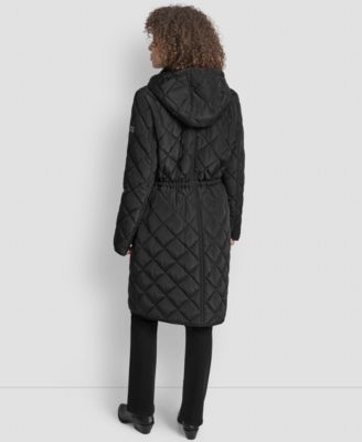 Women's Corduroy-Collar Quilted Anorak Coat