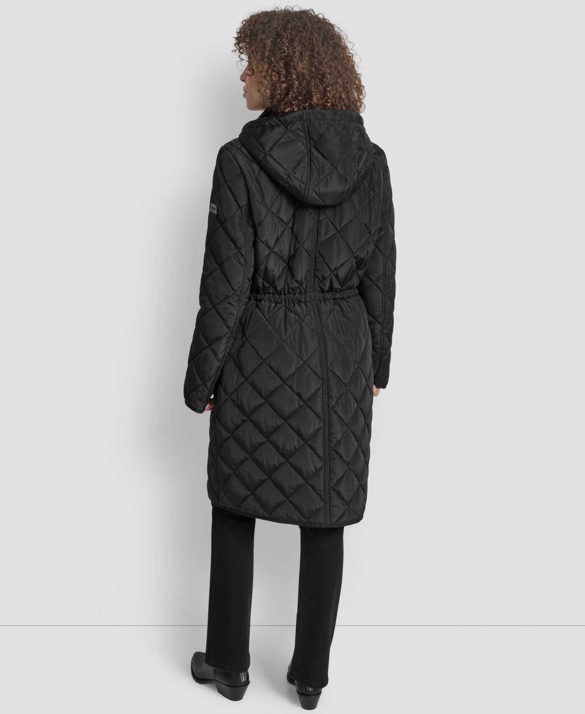 Dkny Women's Corduroy-collar Quilted Anorak Coat In Black