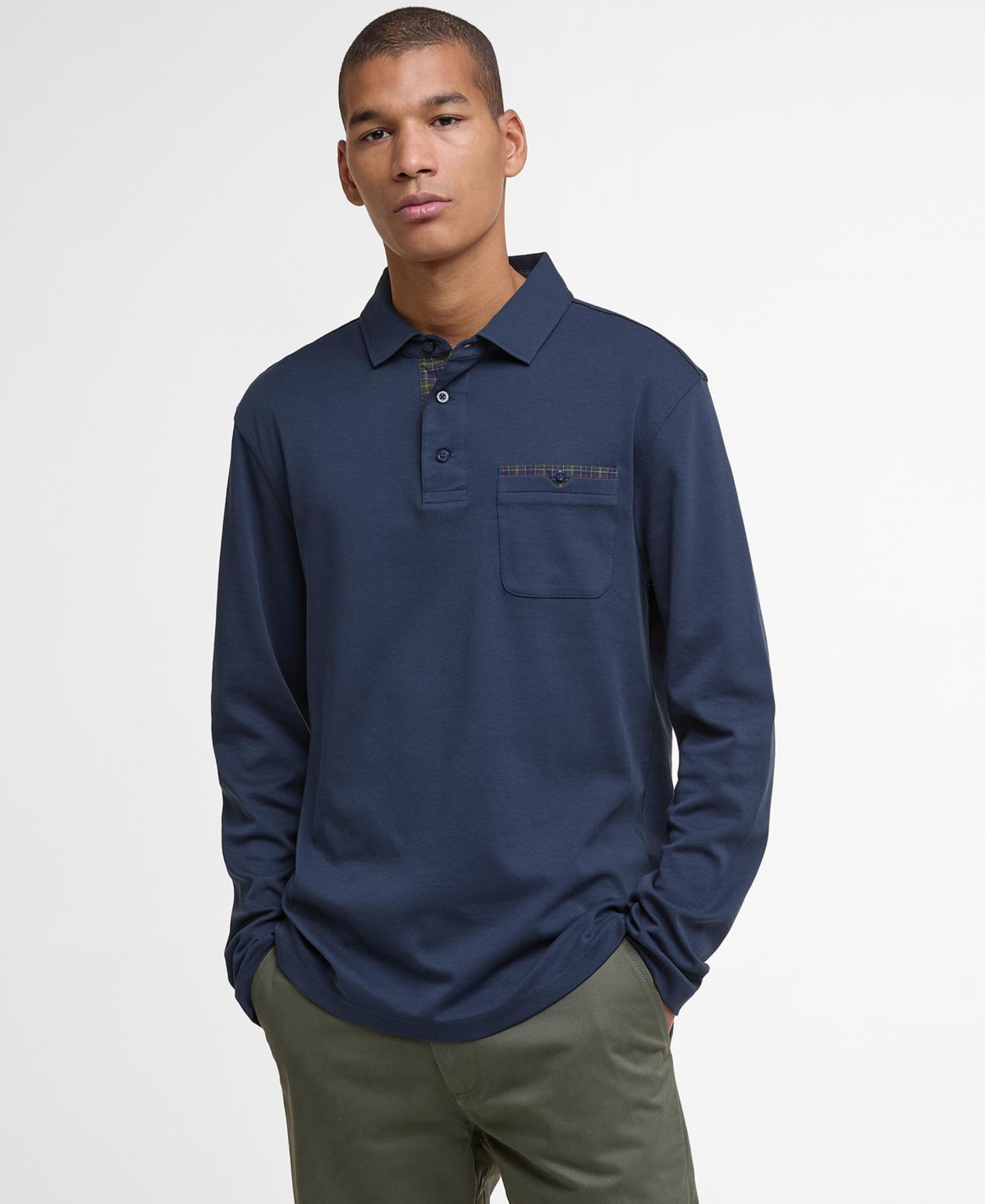 Barbour Long Sleeve Cornpatch Polo Shirt In Blue