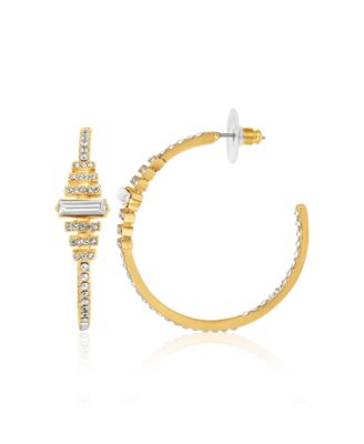 Crystal Baguette Hoop Earrings