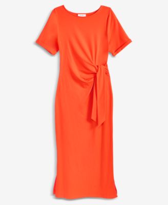 Women's Crewneck Wrap Tie Dress, Created for Macy's