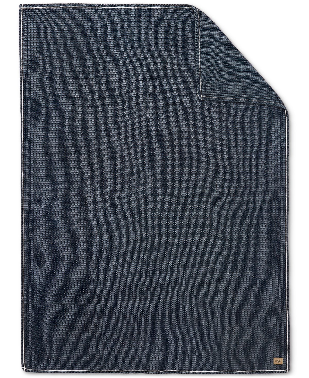 Ugg Luna Cotton Waffled Knit Throw Blanket, 50" X 70" In Blue