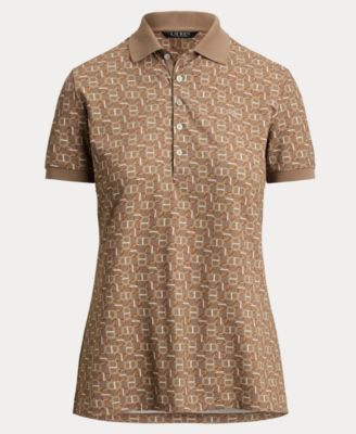 Women's Geo-Print Stretch Piqu&eacute; Polo Shirt