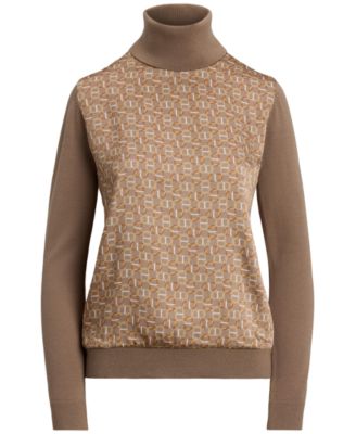 Women's Geo-Print Wool-Blend Turtleneck Sweater