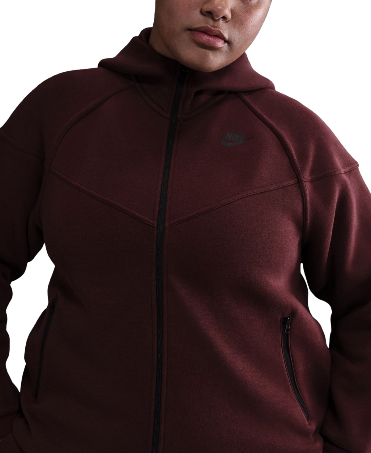 Nike Plus Size Sportswear Tech-fleece Windrunner Hoodie In Burgundy