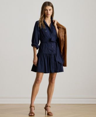 Lauren Ralph Lauren - Women's Buckle-Trim Cotton-Blend Dress