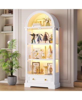Arched Glass Display Cabinet with LED Motion Sensor Light