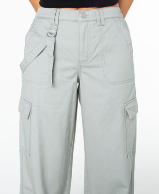 Juniors' Cargo Strap Wide-Leg Pants