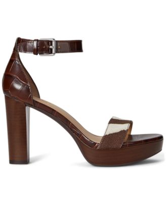 Women's Sylvia Zebra-Print-Trim Embossed Dress Sandals