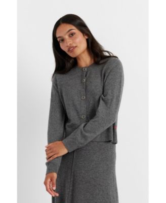 Women's Chinti and Parker Wool Cashmere Blend Crew Neck Cropped Cardigan