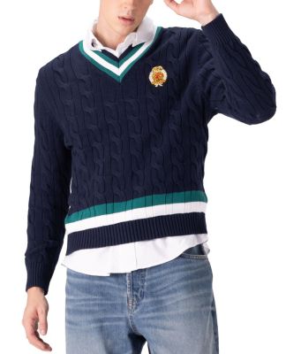 Men's Cotton Cable Knit Cricket Sweater