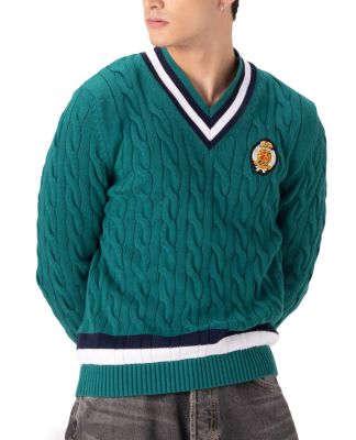 Men's Cotton Cable Knit Cricket Sweater