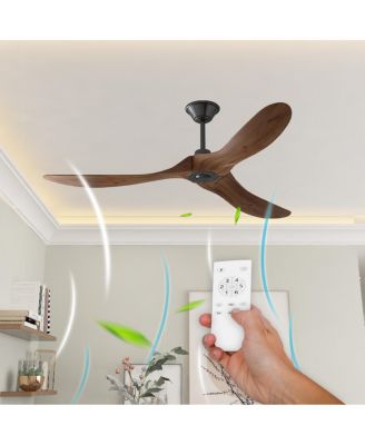 60-inch lampless ceiling fan, for indoor and outdoor, with remote control, reversible DC motor, wood noiseless