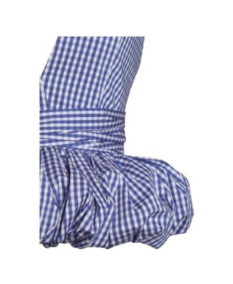 Women's Ilene Blue and White Checkered Bubble Hem Halter Top