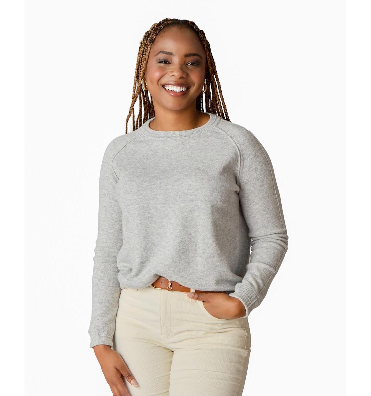 Women's Itch-Free Merino Wool Crewneck Sweater with Soft Inner Lining - Black onyx