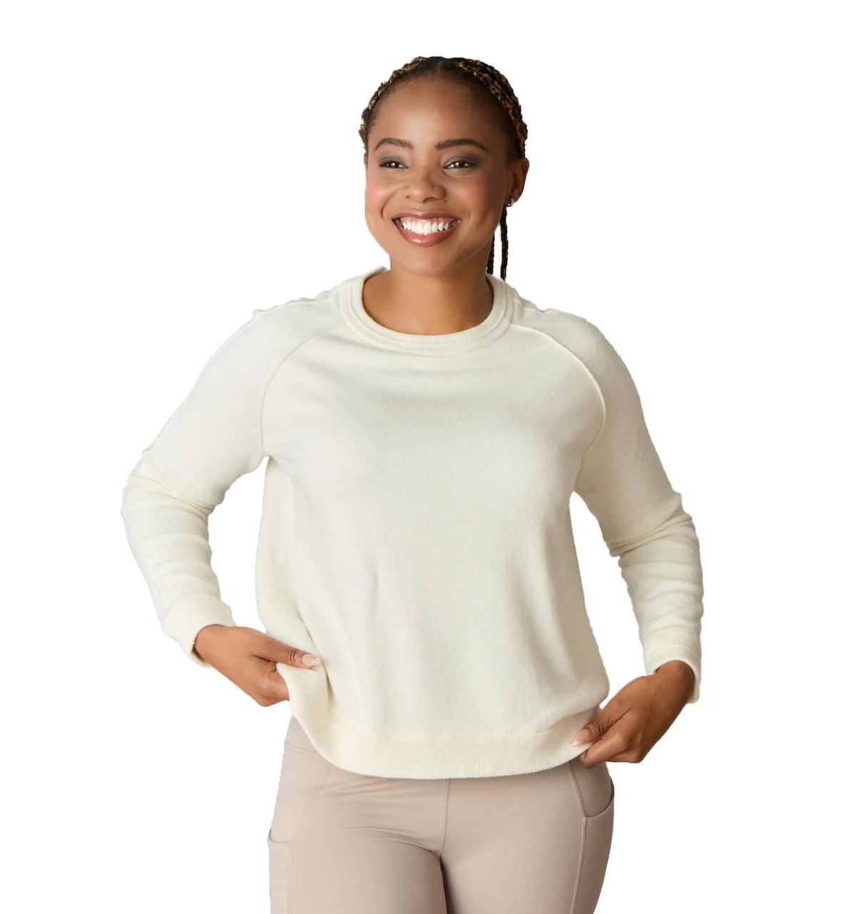 Women's Itch-Free Merino Wool Crewneck Sweater with Soft Inner Lining - Black onyx