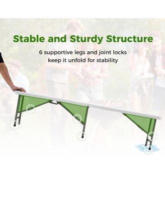 2PCS 6 ft Plastic Folding Bench w/ 1320 LBS Capacity Handle & Lock For Outdoor