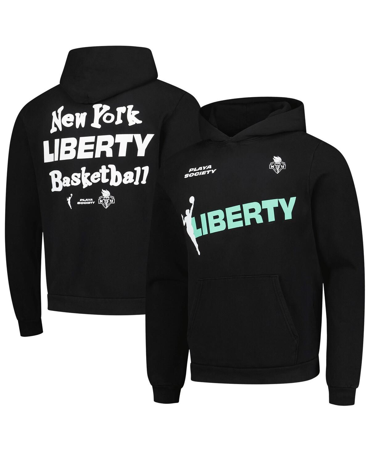 Мужская и женская черная толстовка-пуловер New York Liberty Team с капюшоном