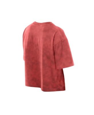 Women's Red Kansas City Chiefs Cropped Boxy Sport Classics Mineral Wash T-Shirt