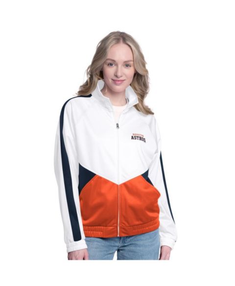 Женские куртки G-III Sports by Carl Banks Women's&nbsp;White/Navy Houston Astros Rally Rhinestone Raglan Full-Zip Track Jacket
