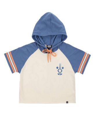 Women's Cream Star Wars Ahsoka Tano Raglan Cropped Pullover Hoodie