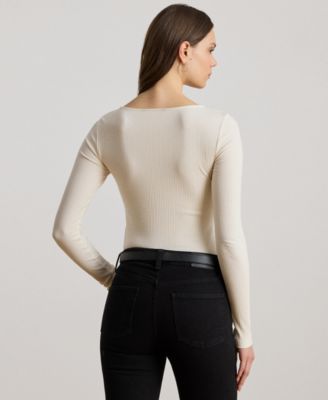 Women's Rib-Knit Long-Sleeve Scoopneck Tee