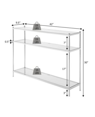 9.5" Royal Crest 3 Tier Glass Console Table
