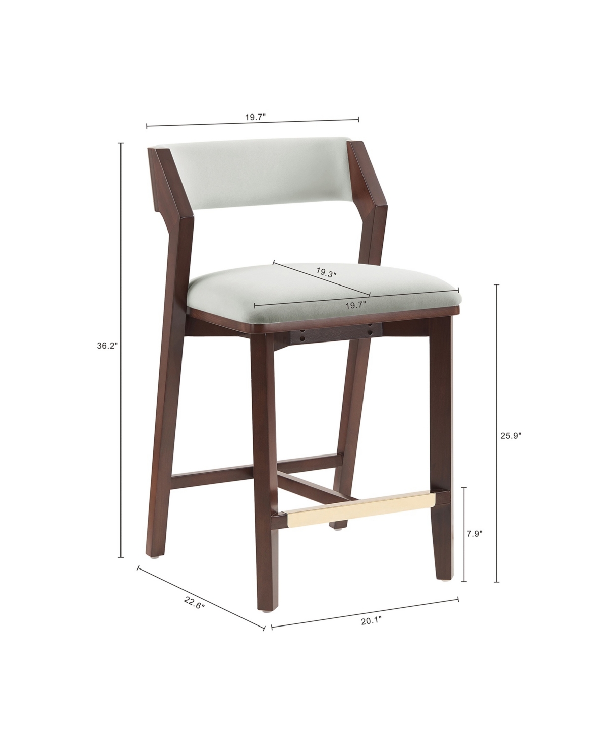 Manhattan Comfort 36.2" Patricia Velvet Upholstered Counter Stool In White