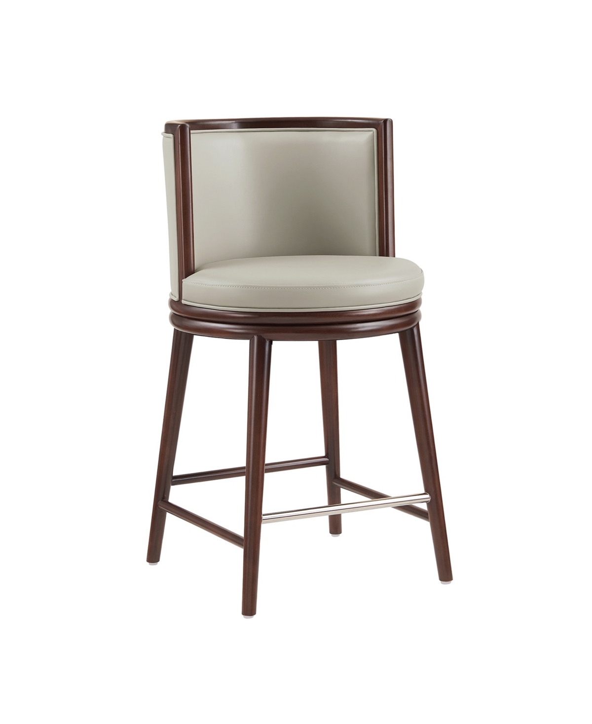 Manhattan Comfort 37.6" Evalyn Faux Leather Upholstered Counter Stool In Gray