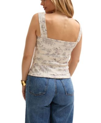 Women's Hilda Corset Inspired Josephine Print Blouse