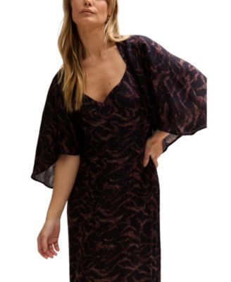 Women's Lydia Angel Sleeve Midnight Tiger Print Maxi Dress
