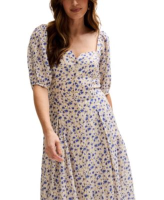 Women's April Button Front Floral Print Midi Dress
