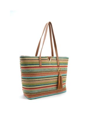 Liora Straw Striped Tote Bag