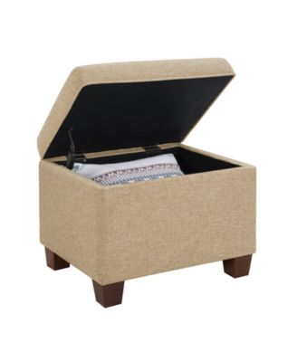 21.75" Faux Linen Madison Storage Ottoman