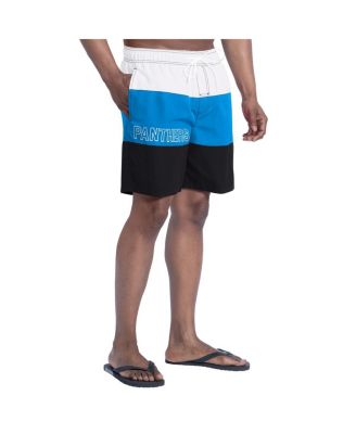 Men's Black/Blue Carolina Panthers Sunrise Volley Swim Shorts