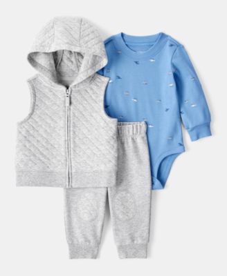 Carter's - Baby Boys Quilted Vest, Helicopter-Print Long-Sleeve Bodysuit & Jogger Pants, 3 Piece Set