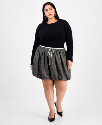 Trendy Plus Size Plaid Bubble Mini Skort, Macy's Exclusive