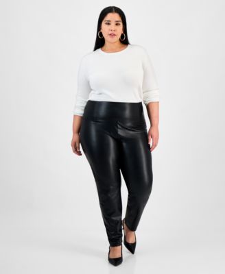 Trendy Plus Size Faux-Leather Leggings, Macy's Exclusive