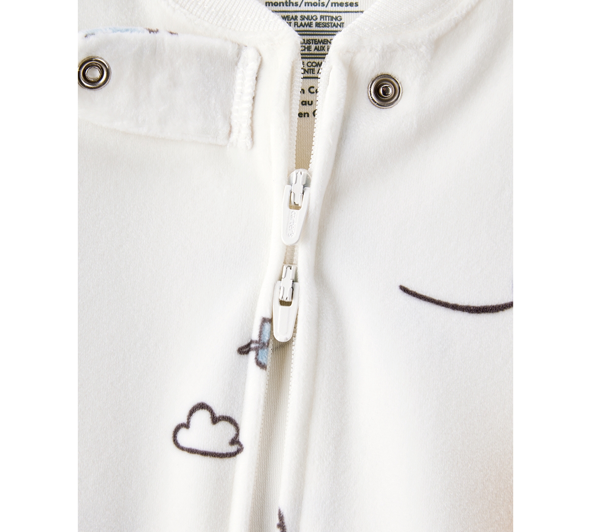 Carter's Baby Boys Helicopter-print Loose-fit Long-sleeve 2-way-zip 1-piece Footed Pajamas In White