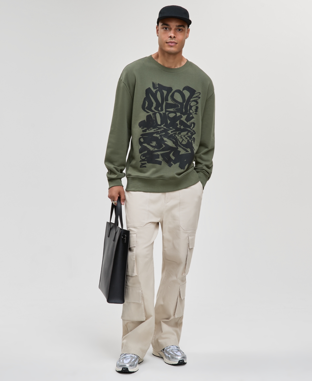 Mode Of One Men's Relaxed-fit Scribble Graphic Sweatshirt, Macy's Exclusive In Green