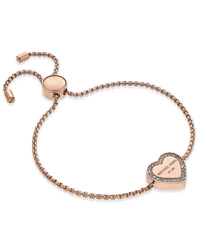 Michael Kors Crystal Heart Logo Slider Bracelet