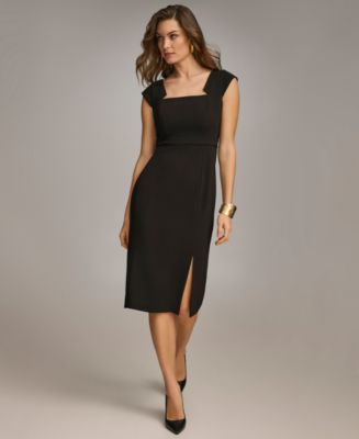 【Donna Karan New York】Sleeveless SideTie Jersey Midi Dress Donna Karan New York Women's Sleeveless Side-Tie Jersey Midi