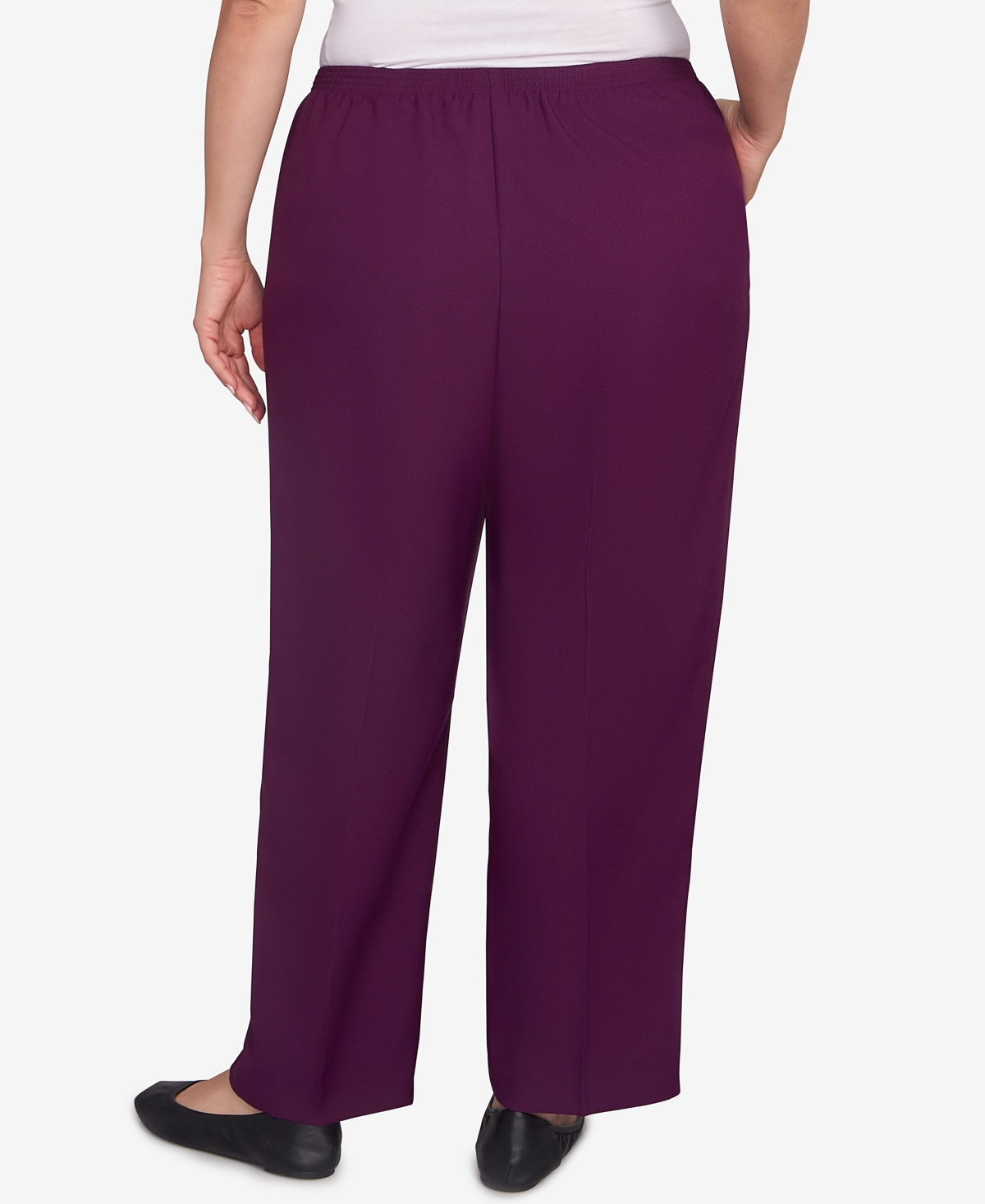 Alfred Dunner Plus Size Classic Poly Accord Medium Length Pants In Purple