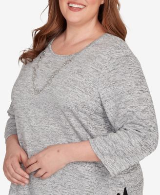 Plus Size Classic M&eacute;lange Side Button Top
