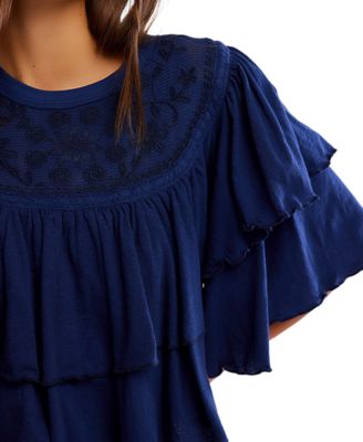 Women's Rose Party Ruffled Cotton Top